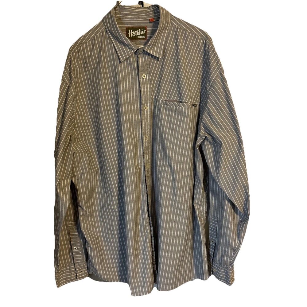 Howler Brothers Shirt Mens XL Gray Pinstripe Button Up Lightweight Casual